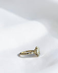Moval Crown engagement ring with marquise side stones and hidden halo in yellow gold — Cherry Pick Diamonds St. Louis