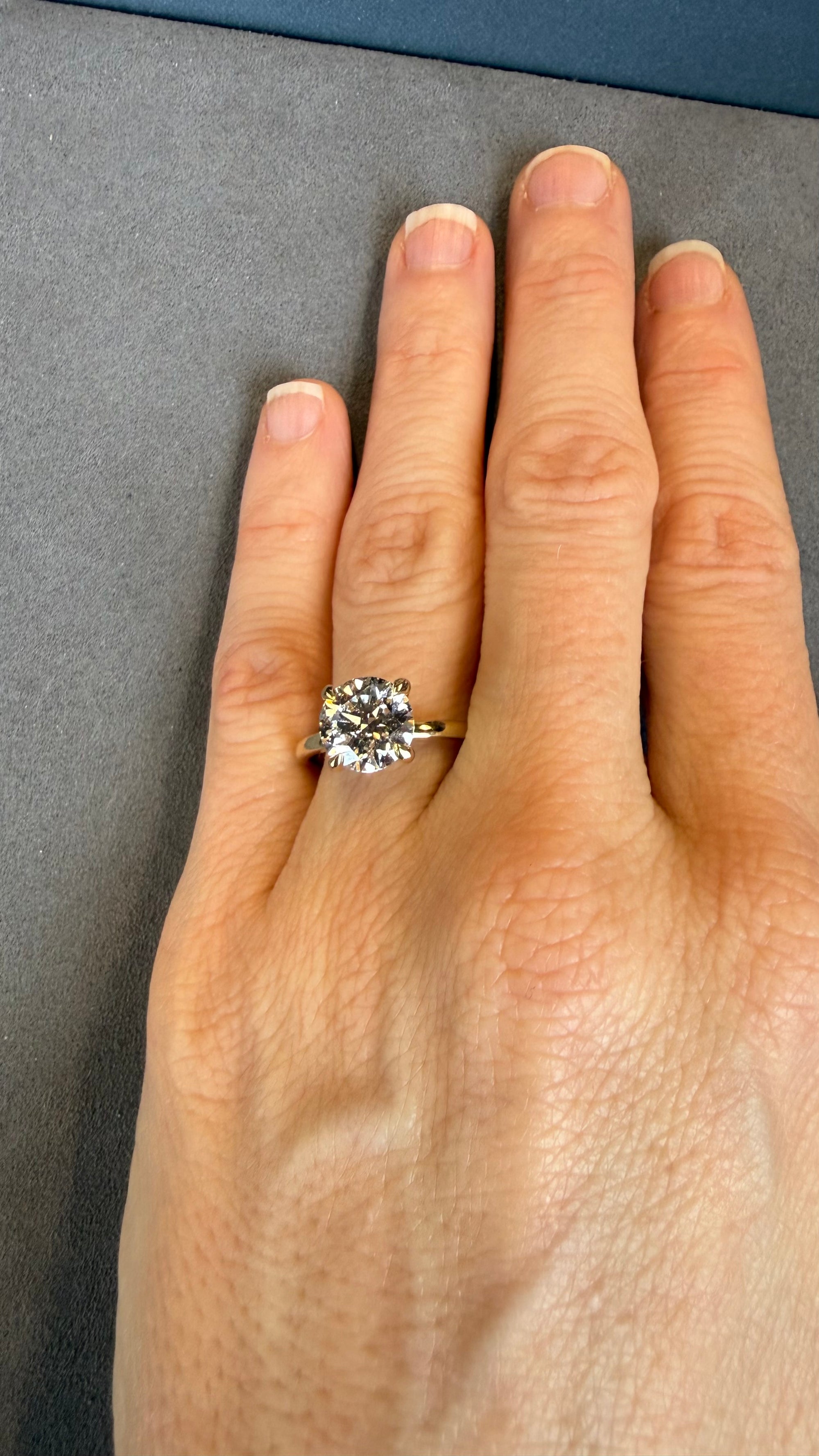 Naples Round ring side view, round brilliant lab created diamond solitaire – Cherry Pick Diamonds St. Louis MO