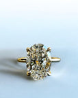 Saint Louis OV engagement ring in 14K yellow gold, floral hidden halo for oval lab created diamond – Cherry Pick Diamonds Clayton St. Louis MO