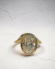 Spartan Oval engagement ring in 14K yellow gold with 3.10ct spiraling elongated oval lab created diamond – Cherry Pick Diamonds Clayton St. Louis MO