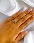 Starling yellow gold halo lab created diamond ring close-up – Cherry Pick Diamonds Clayton MO