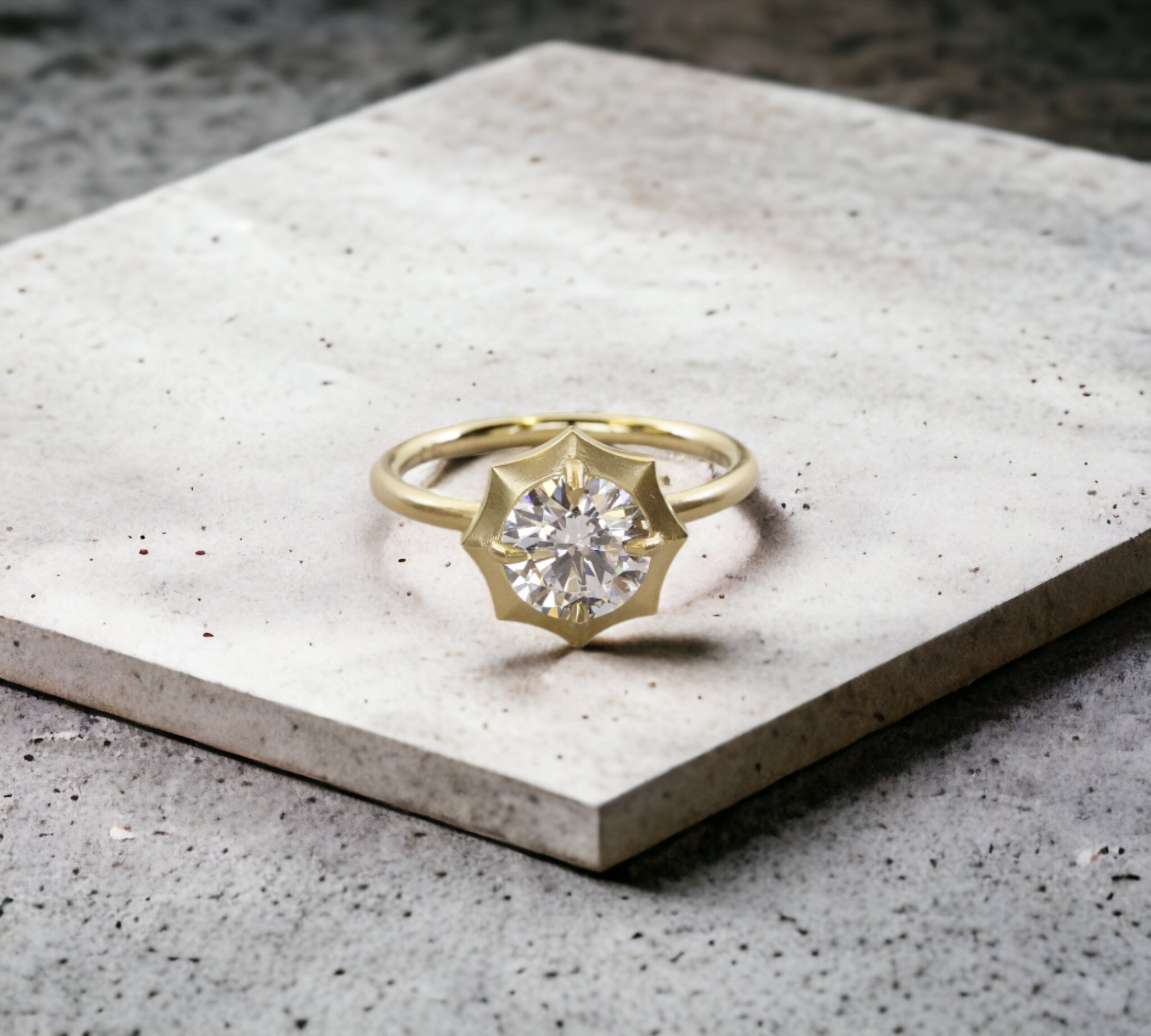 Starling YG engagement ring in yellow gold with halo lab created diamond – Cherry Pick Diamonds Clayton St. Louis MO
