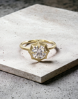Starling YG engagement ring in yellow gold with halo lab created diamond – Cherry Pick Diamonds Clayton St. Louis MO