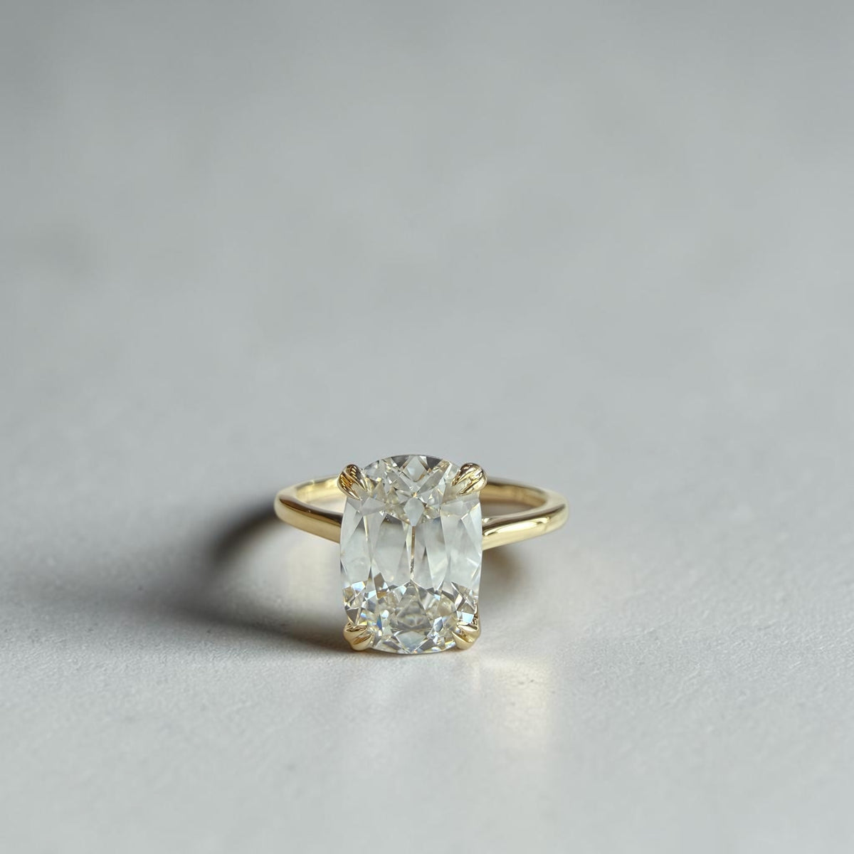 Old Mine Class LG engagement ring in 14K yellow gold with 2.55ct old mine cut lab created diamond – Cherry Pick Diamonds Clayton St. Louis MO