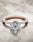 Rome engagement ring setting in 14K rose gold with shared prong natural diamonds – Cherry Pick Diamonds Clayton St. Louis MO