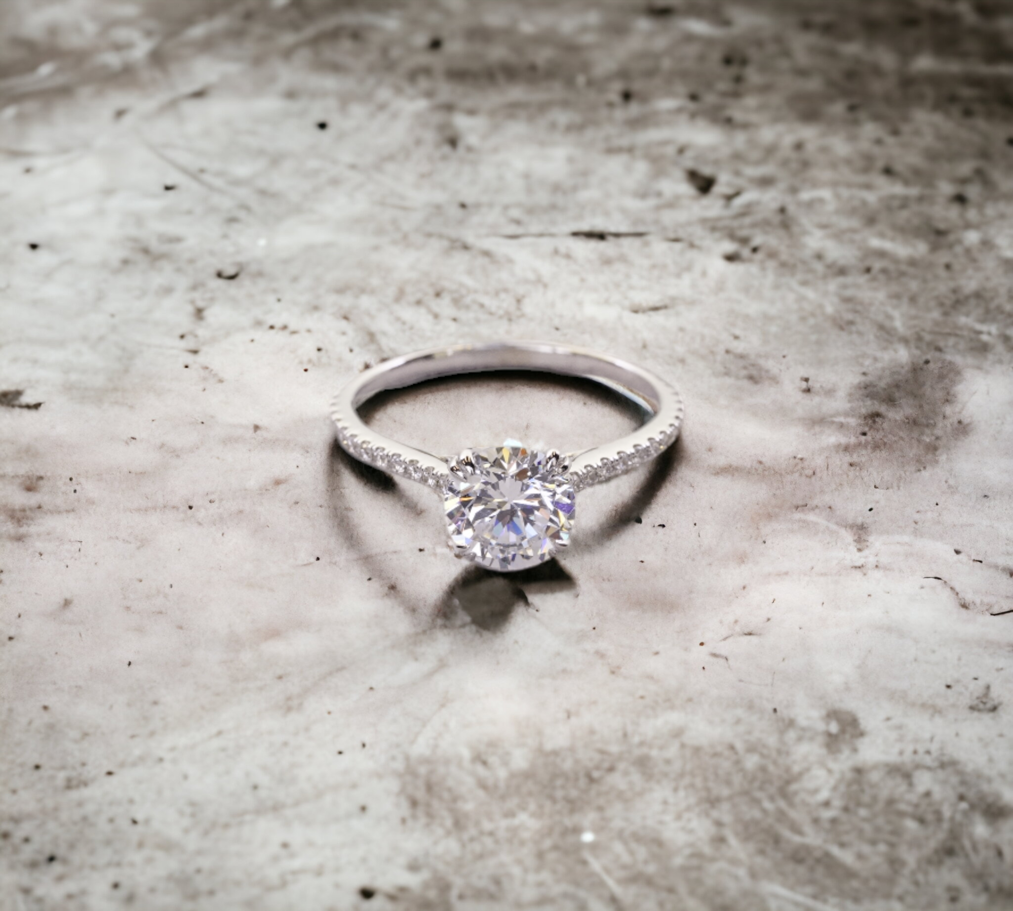 Paris WG engagement ring setting in 14K white gold, cathedral shared prong – Cherry Pick Diamonds Clayton St. Louis MO
