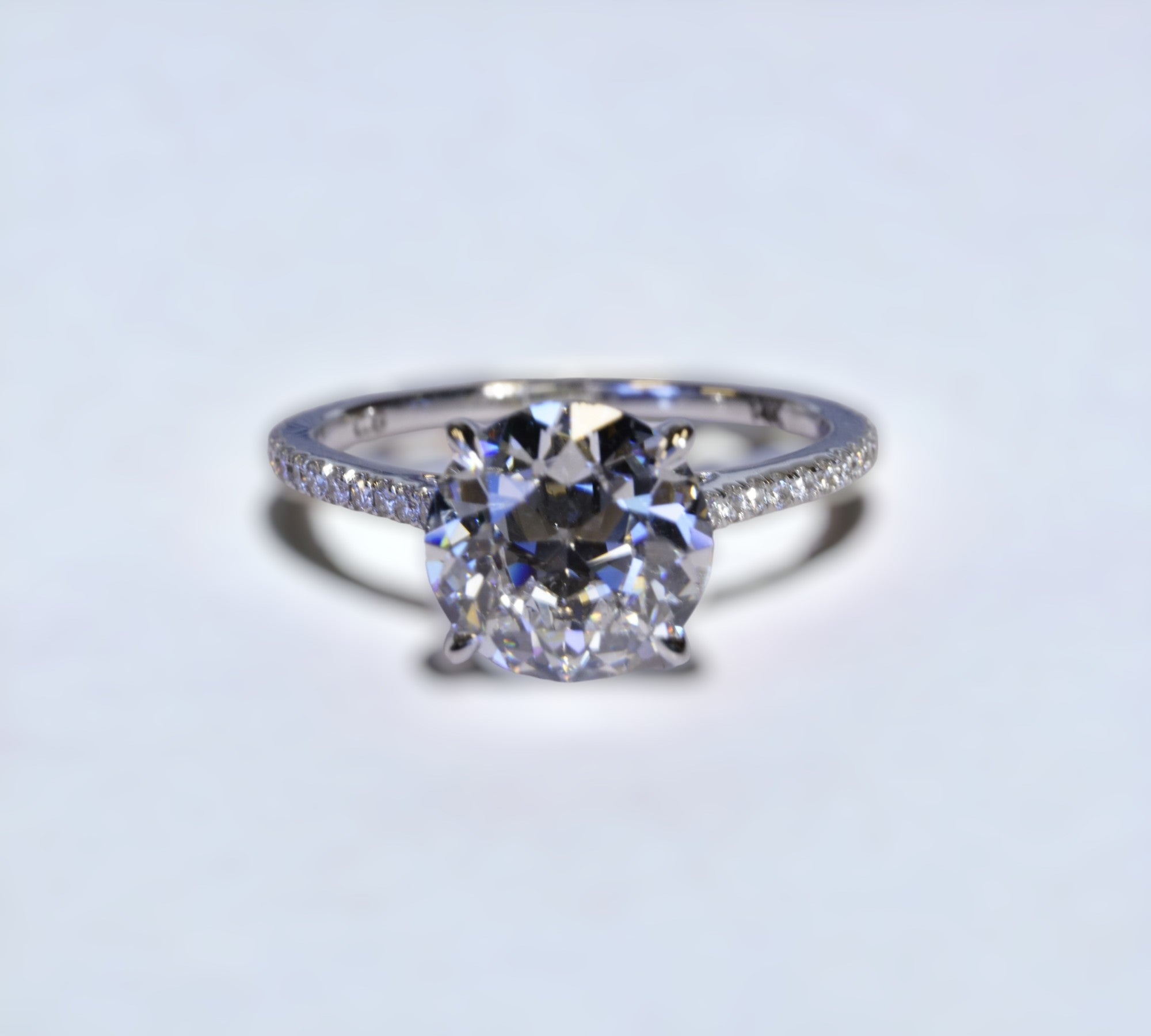 Paris European WG engagement ring in 14K white gold with 2.54ct old European cut lab created diamond – Cherry Pick Diamonds Clayton St. Louis MO