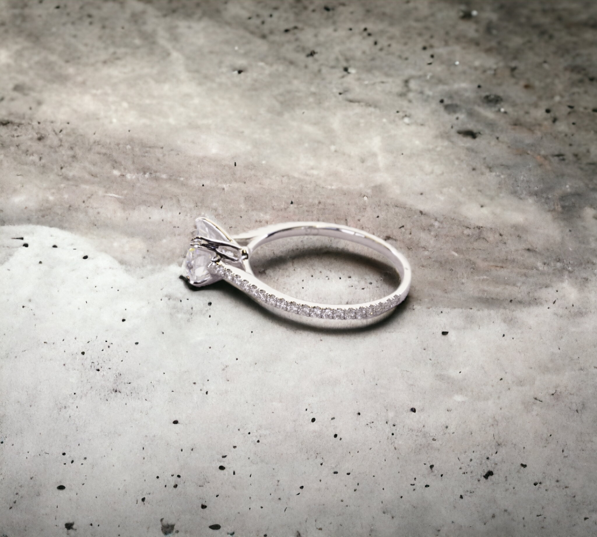 Paris WG whisper thin shared prong ring setting side view – Cherry Pick Diamonds St. Louis MO