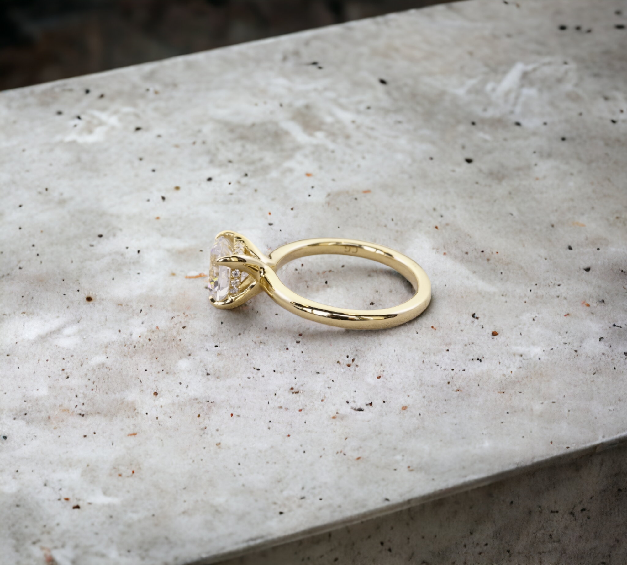 Valletta yellow gold hidden halo solitaire setting with natural diamond – Cherry Pick Diamonds St. Louis MO
