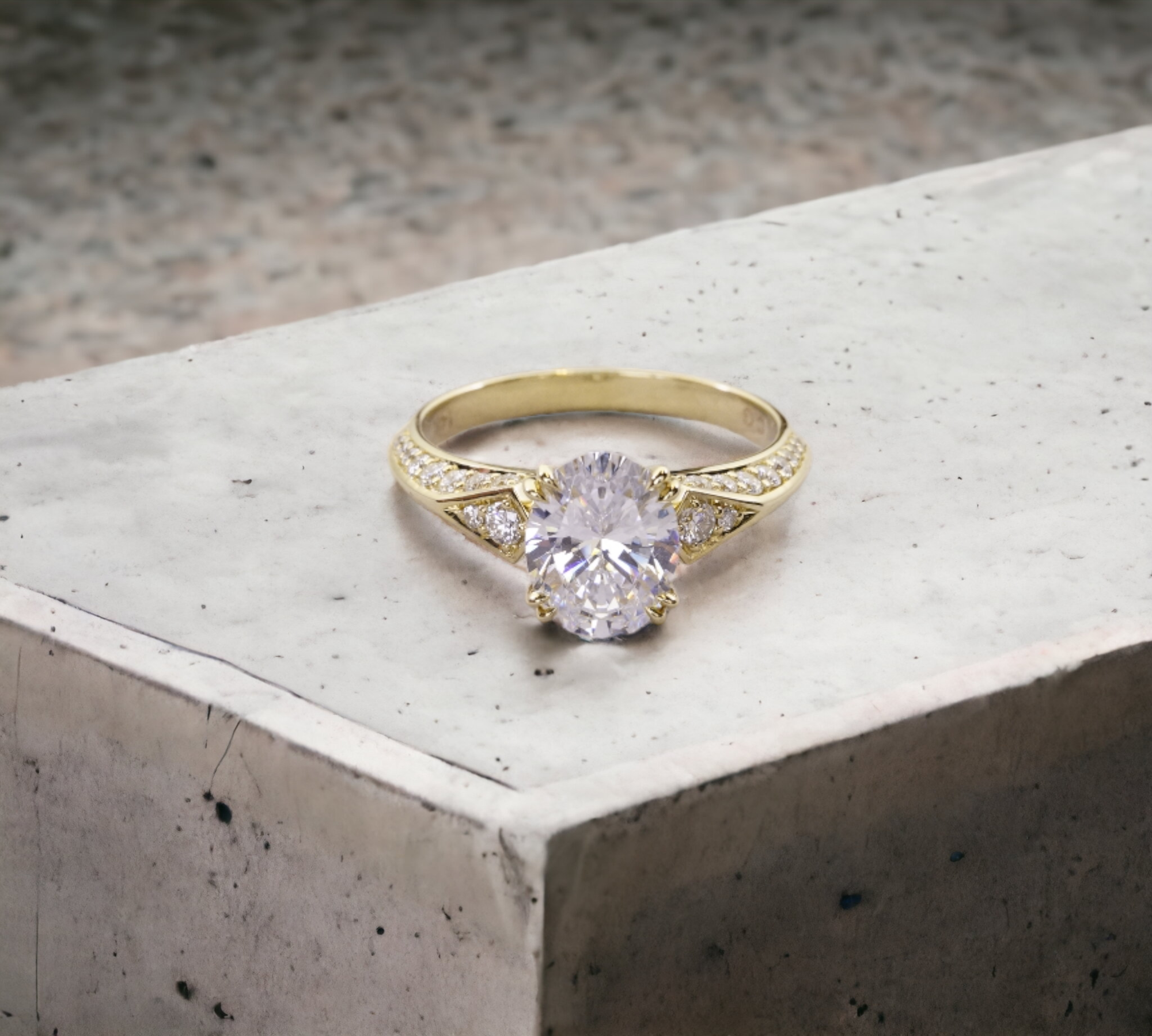 Venice OV Ring engagement ring setting in 14K yellow gold, cathedral prong for oval center – Cherry Pick Diamonds Clayton St. Louis MO