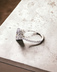 Florence Trio OV 18K white gold natural diamond side stones detail – Cherry Pick Diamonds St. Louis MO
