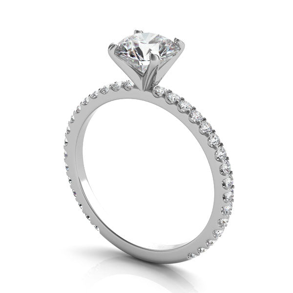 Rome WG 18K white gold engagement ring setting, shared prong detail – Cherry Pick Diamonds St. Louis MO