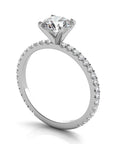 Rome WG 18K white gold engagement ring setting, shared prong detail – Cherry Pick Diamonds St. Louis MO