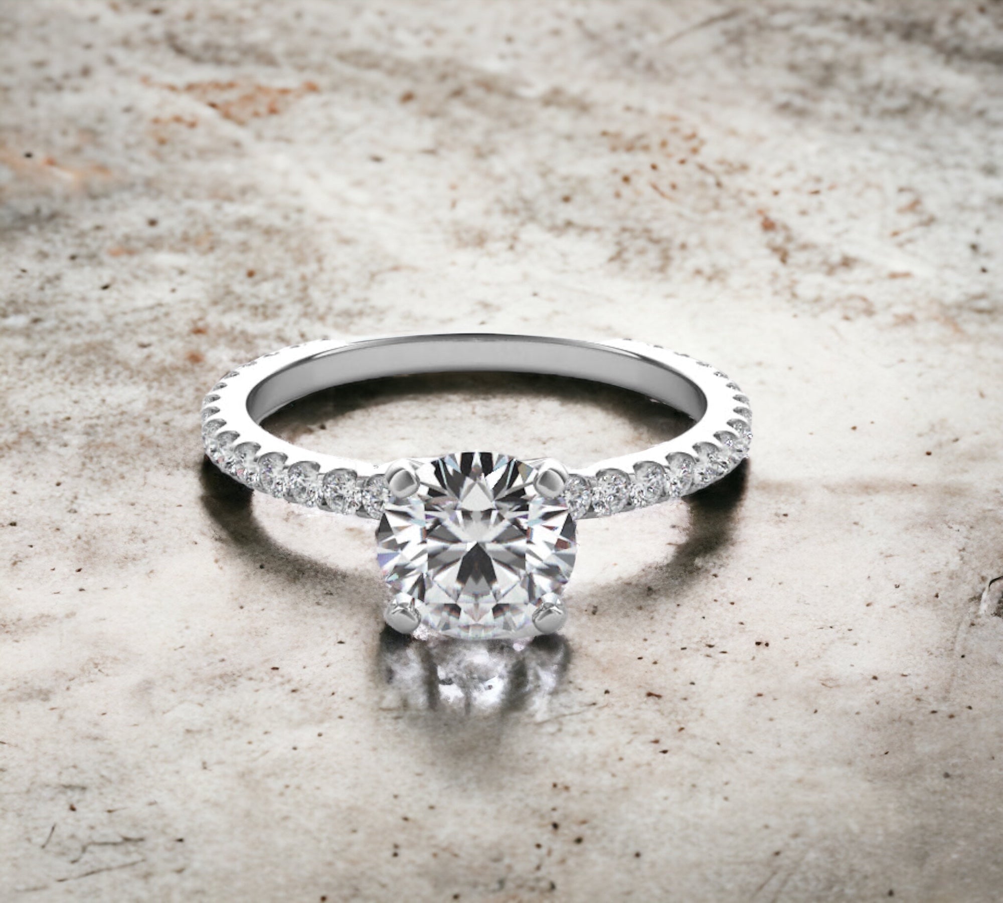 Rome engagement ring setting in 18K white gold with shared prong natural diamonds – Cherry Pick Diamonds Clayton St. Louis MO
