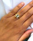 Bergamo 3.68 natural emerald cut diamond bezel close-up, yellow gold – Cherry Pick Diamonds Clayton MO