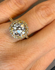 Paris Old Euro ring side view, old European cut diamond halo – Cherry Pick Diamonds St. Louis MO