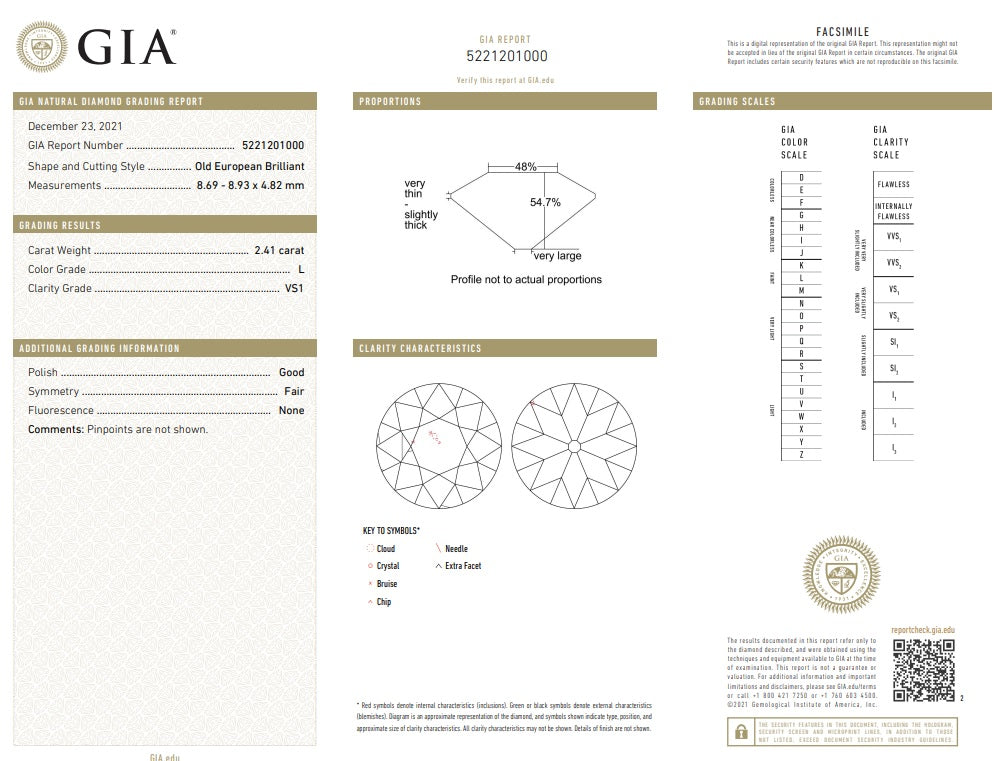 Parma 2.41 yellow gold old European cut diamond angle view – Cherry Pick Diamonds St. Louis MO