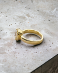 Parma 2.41 ring side view, old European cut diamond yellow gold – Cherry Pick Diamonds St. Louis MO