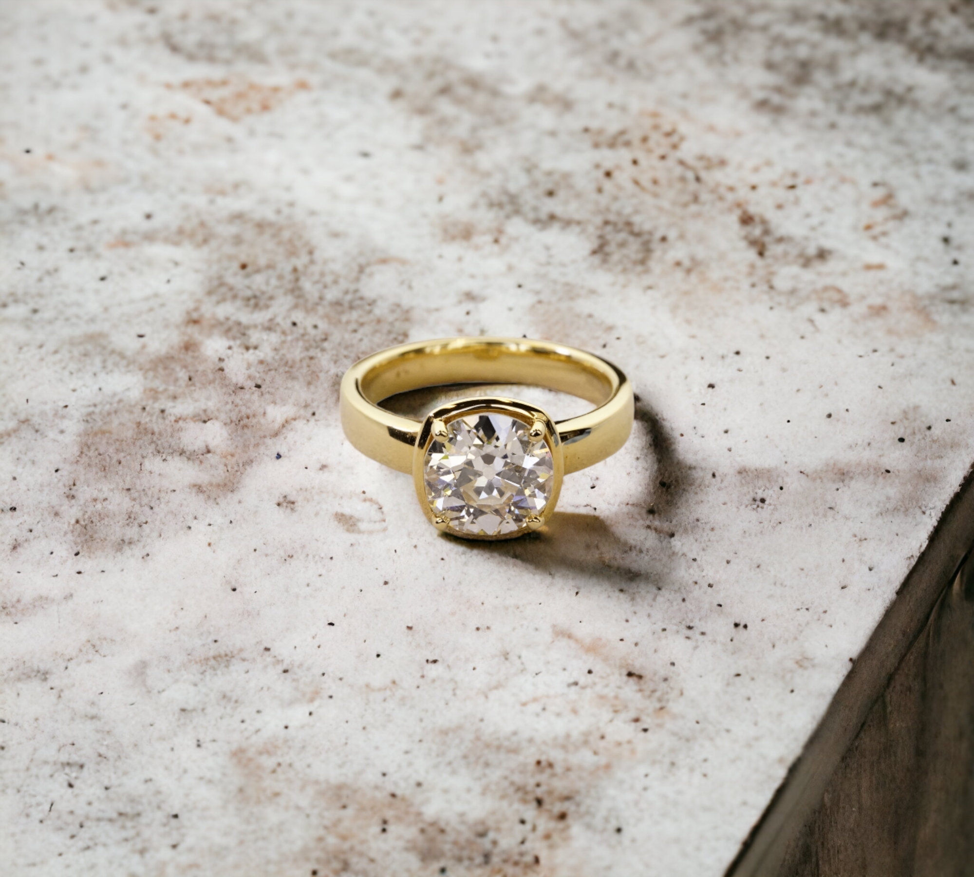 Parma 2.41 engagement ring in 18K yellow gold, bold solitaire with old European cut diamond – Cherry Pick Diamonds Clayton St. Louis MO