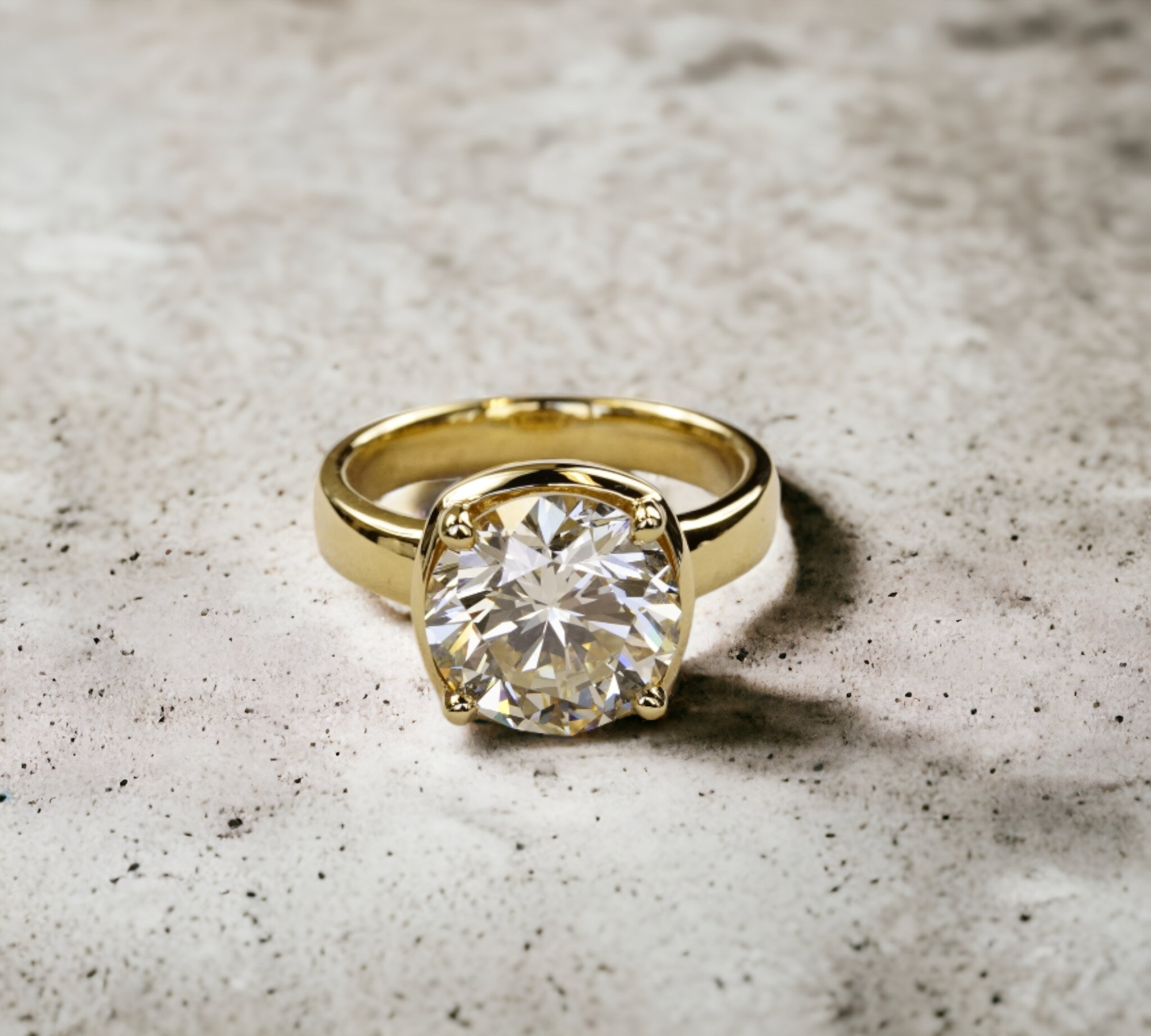 Parma 5.05 engagement ring in 18K yellow gold, bold solitaire with 5.05ct natural diamond – Cherry Pick Diamonds Clayton St. Louis MO