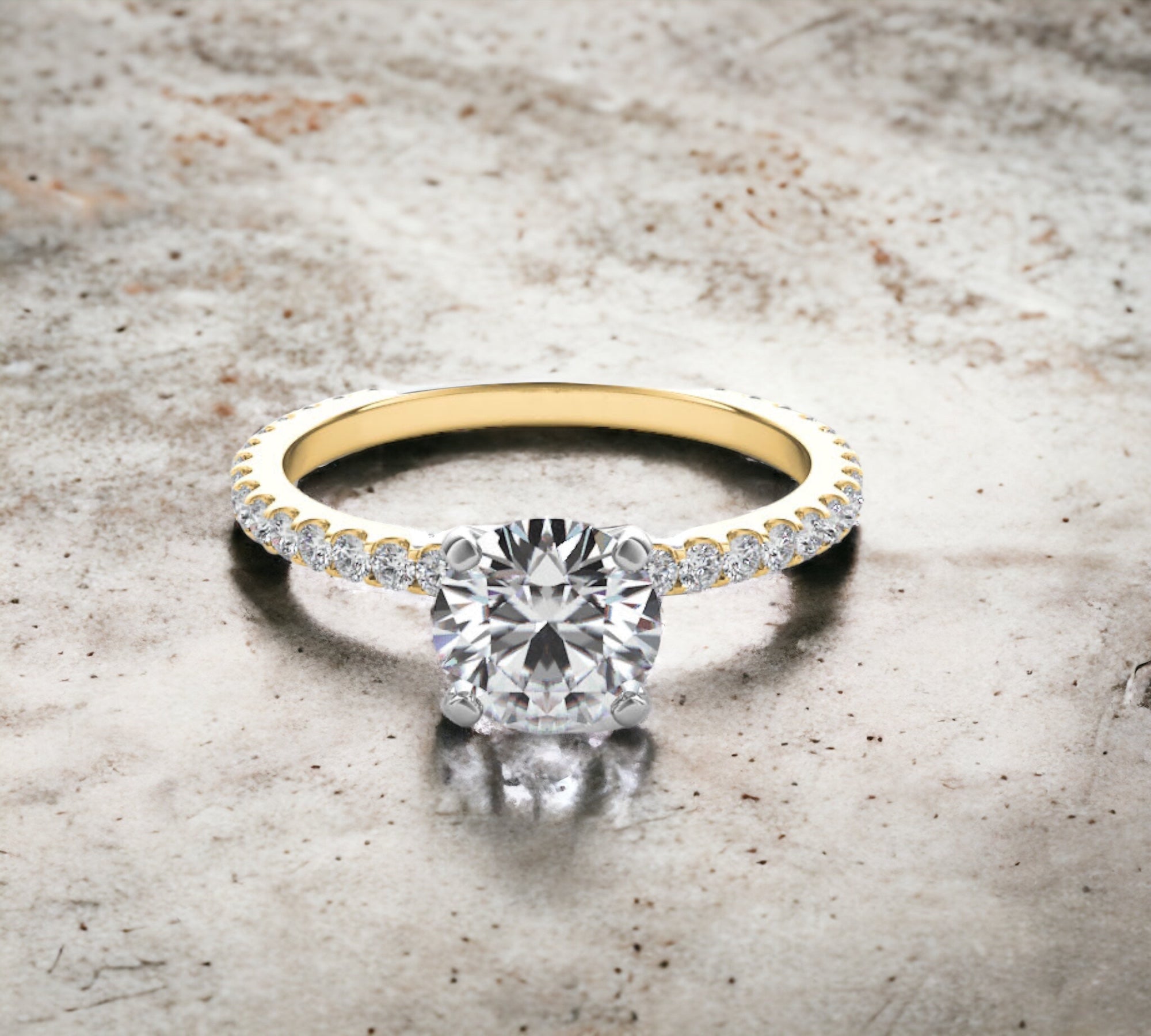 Rome engagement ring setting in 18K yellow gold with shared prong natural diamonds – Cherry Pick Diamonds Clayton St. Louis MO