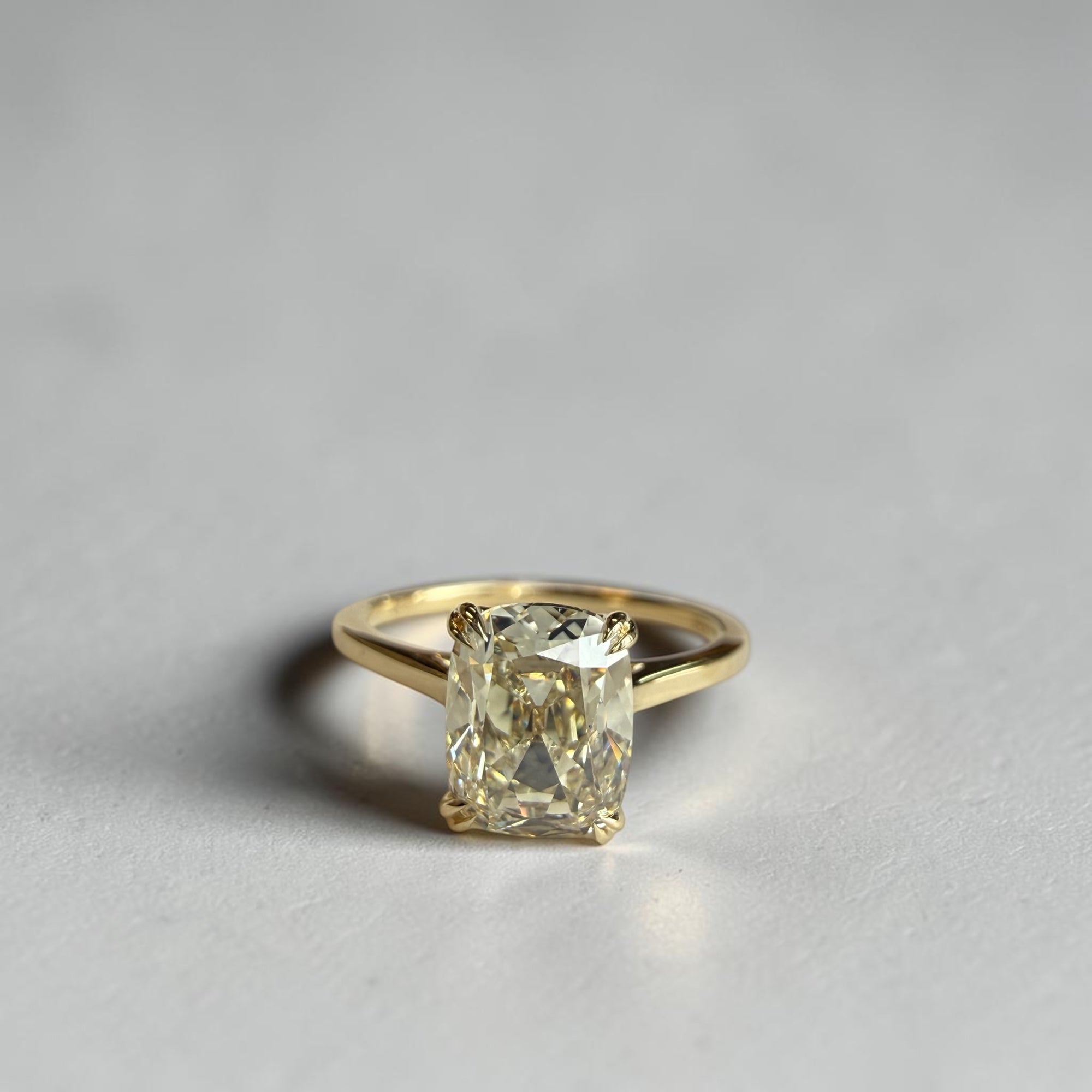 Old Mine Class engagement ring in 14K yellow gold with 2.01ct natural old mine cut diamond, split prong – Cherry Pick Diamonds Clayton St. Louis MO
