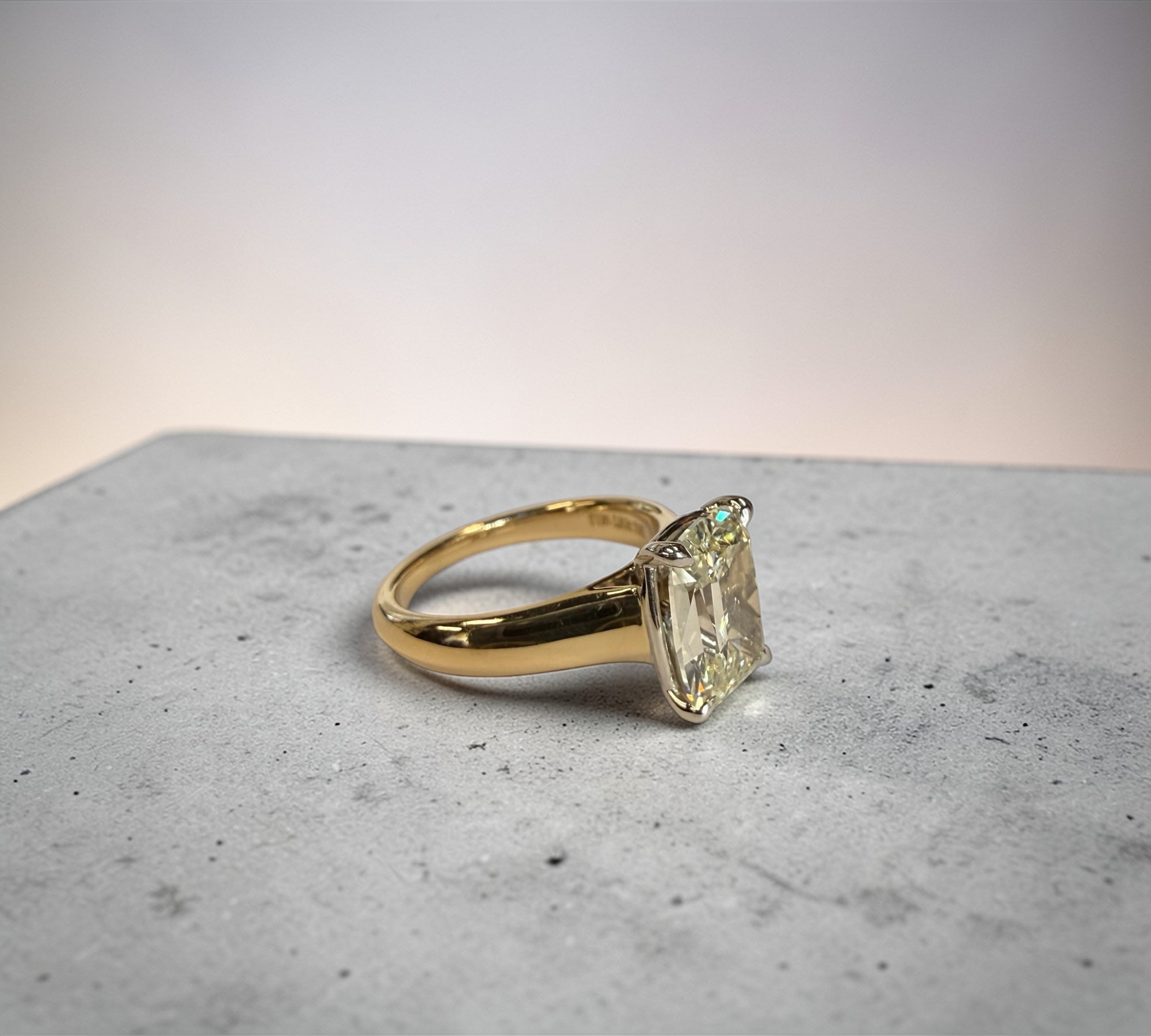 Tangier Natural Old Mine ring side view, natural old mine cut diamond – Cherry Pick Diamonds St. Louis MO