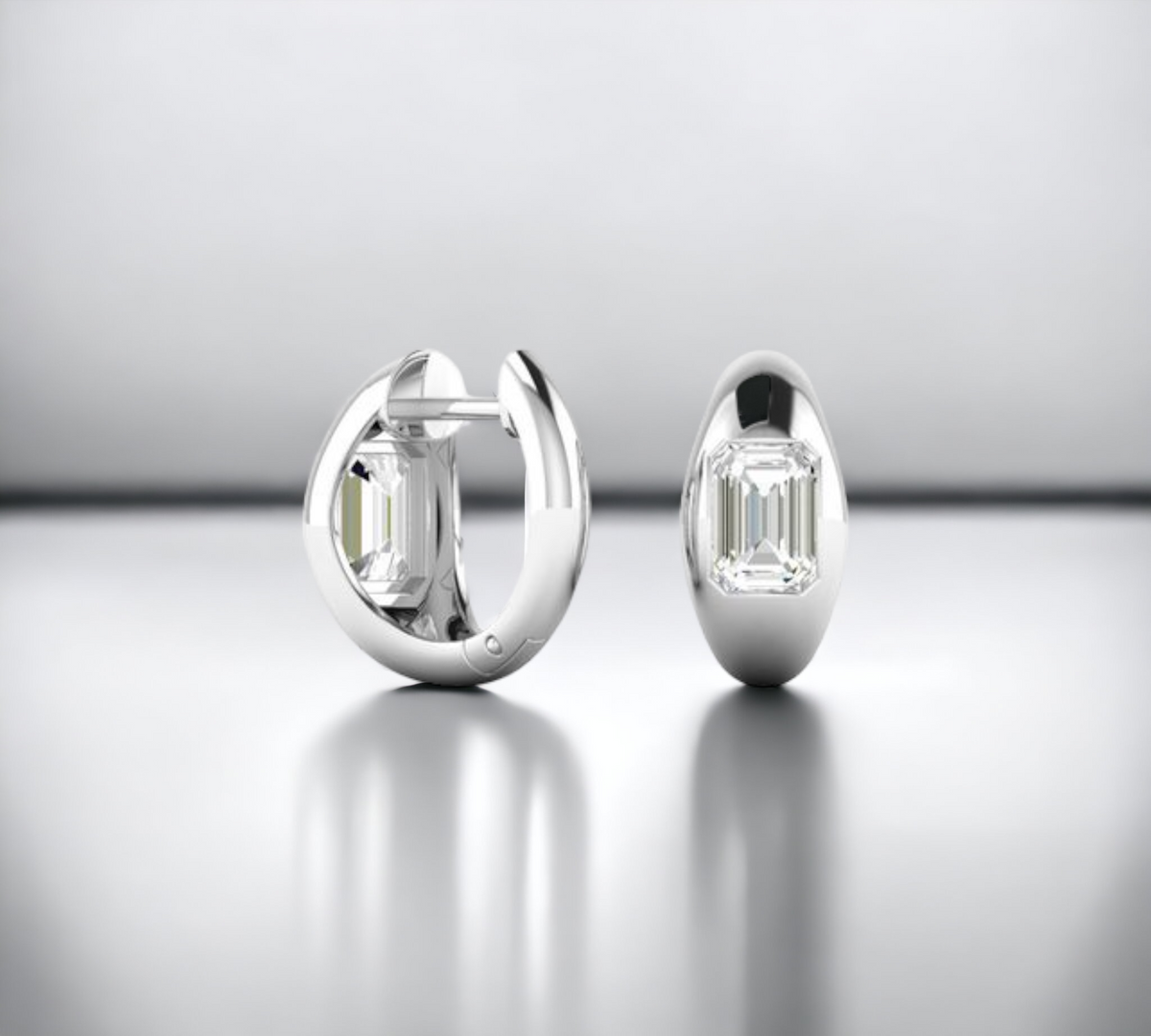 Granada White Gold 14K bezel set diamond hoop earrings – Cherry Pick Diamonds St. Louis MO