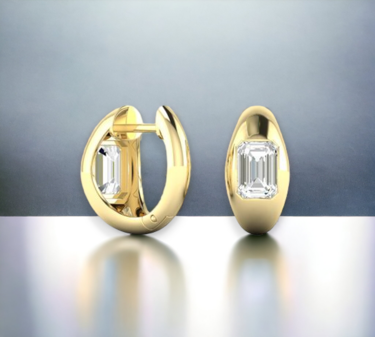 Granada Yellow Gold 14K bezel set diamond hoop earrings – Cherry Pick Diamonds St. Louis MO