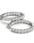 West End Hoops White Gold Natural Diamond Inside-Out Hoop Earrings Close-Up – Cherry Pick Diamonds Clayton MO