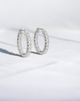 West End Hoops White Gold 14K Natural Diamond Inside-Out Hoop Earrings Front – Cherry Pick Diamonds Clayton St. Louis MO