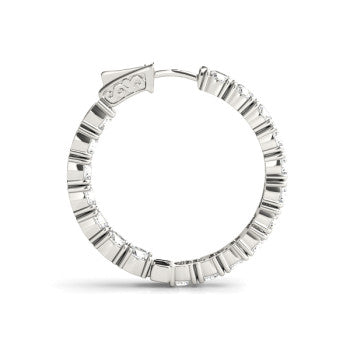 West End Hoops 14K White Gold Inside-Out Natural Diamond Hoop Earrings Side – Cherry Pick Diamonds St. Louis MO