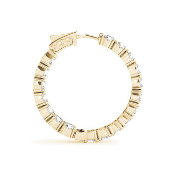 West End Hoops Yellow Gold Natural Diamond Inside-Out Hoop Earrings Side View – Cherry Pick Diamonds Clayton MO