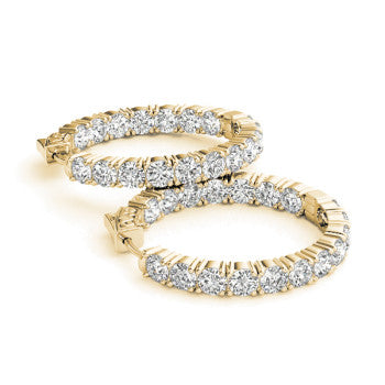 West End Hoops 14K Yellow Gold Inside-Out Natural Diamond Hoop Earrings Side – Cherry Pick Diamonds St. Louis MO