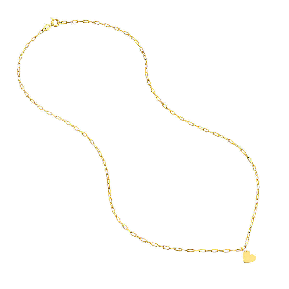 Sacré Coeur Gold Heart Necklace Close-Up 14K Paper Clip Chain – Cherry Pick Diamonds Clayton MO