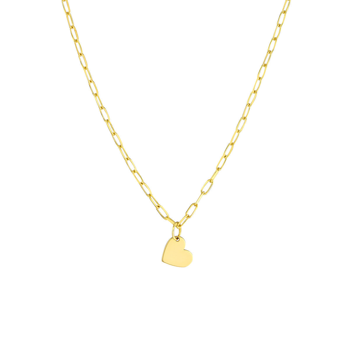 Sacré Coeur Necklace 14K Yellow Gold Heart Charm Paper Clip Chain – Cherry Pick Diamonds Clayton St. Louis MO