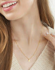 Sacré Coeur 14K Yellow Gold Heart Pendant Necklace on Model – Cherry Pick Diamonds St. Louis MO