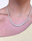 Riviera diamond necklace detail showing three-prong lab-grown diamond settings - Cherry Pick Diamonds