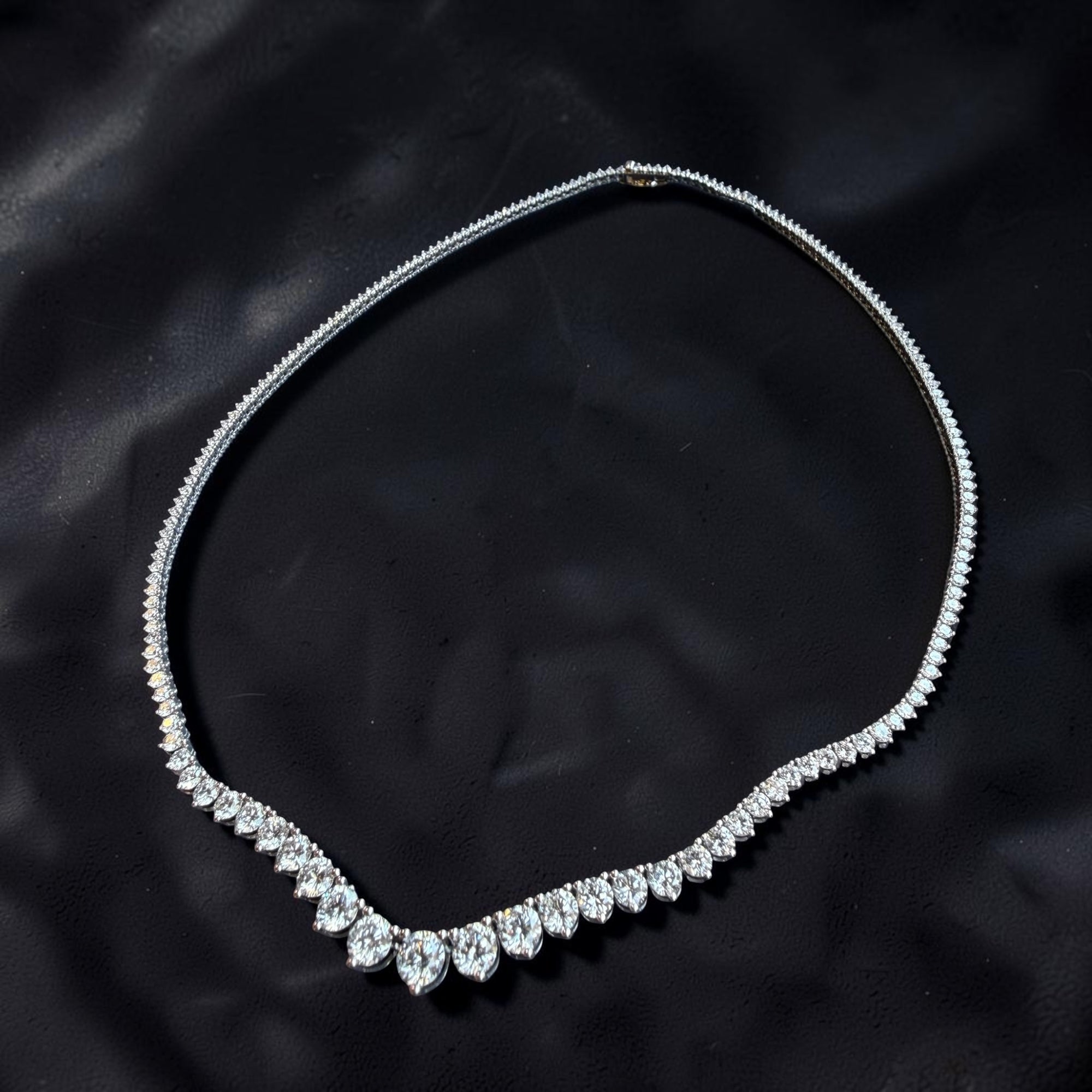 14k white gold Riviera diamond necklace, 10.50ct lab-grown diamonds - Cherry Pick Diamonds Clayton MO
