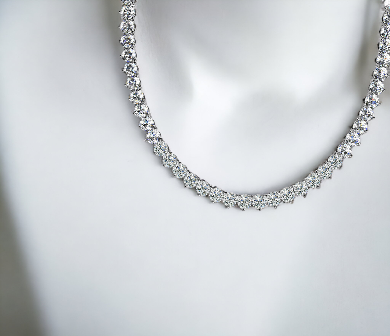 Firenze 3P 9TW White Gold Lab Diamond Three-Prong Riviera Necklace 14K – Cherry Pick Diamonds Clayton St. Louis MO