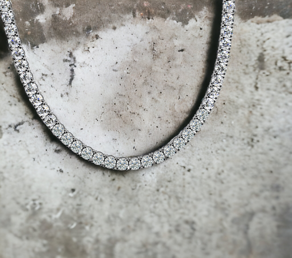 Firenze Tennis Necklace 8TW White Gold Lab Diamond Four-Prong Riviera 14K – Cherry Pick Diamonds Clayton St. Louis MO