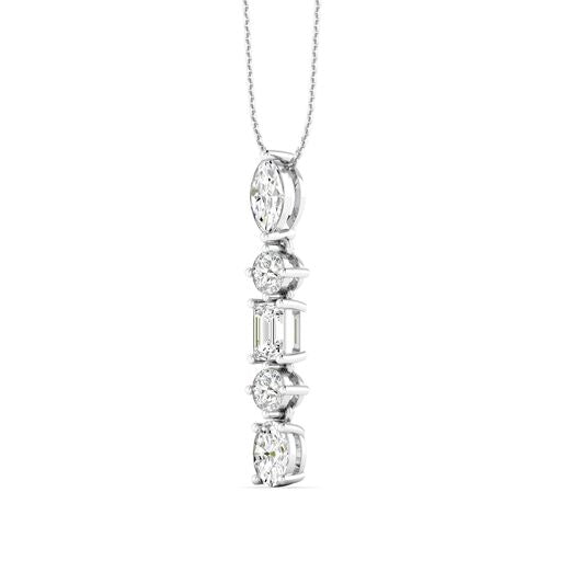 Hague WG 14K white gold multi shape diamond necklace side view – Cherry Pick Diamonds St. Louis MO