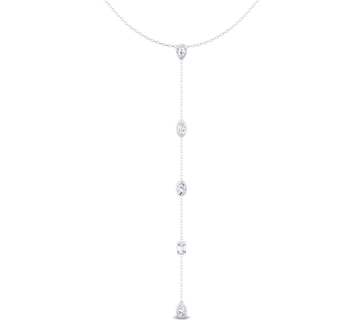 Ibiza multi lariat diamond necklace in 14K white gold with lab created diamonds – Cherry Pick Diamonds Clayton St. Louis MO