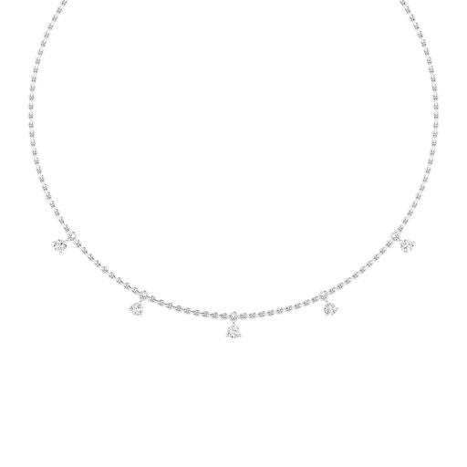 Toledo BR floating station necklace in 14K white gold with round brilliant lab created diamonds – Cherry Pick Diamonds Clayton St. Louis MO