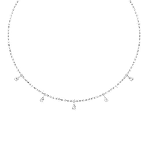 Toledo PS floating station necklace in 14K white gold with pear shape lab created diamonds – Cherry Pick Diamonds Clayton St. Louis MO