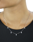 Toledo white gold station necklace with lab created diamonds side view – Cherry Pick Diamonds Clayton MO
