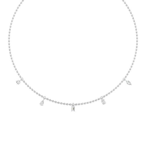 Toledo WG floating five station necklace in 14K white gold with multi shape lab created diamonds – Cherry Pick Diamonds Clayton St. Louis MO