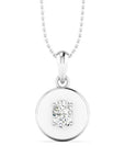 Valencia disc pendant necklace in 14K white gold with lab created oval diamond – Cherry Pick Diamonds Clayton St. Louis MO