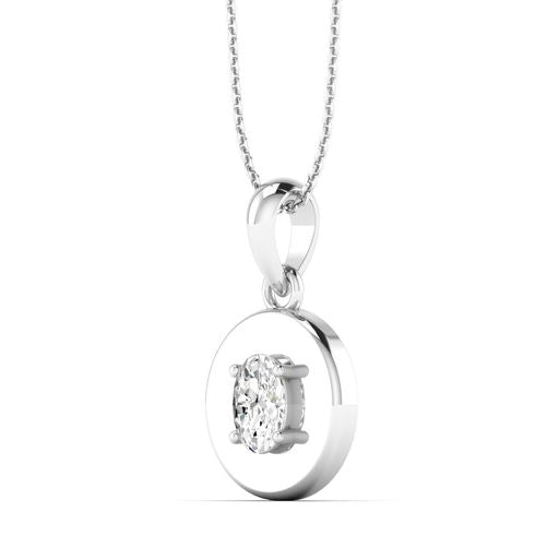 Valencia WG 14K white gold disc pendant necklace side view – Cherry Pick Diamonds St. Louis MO