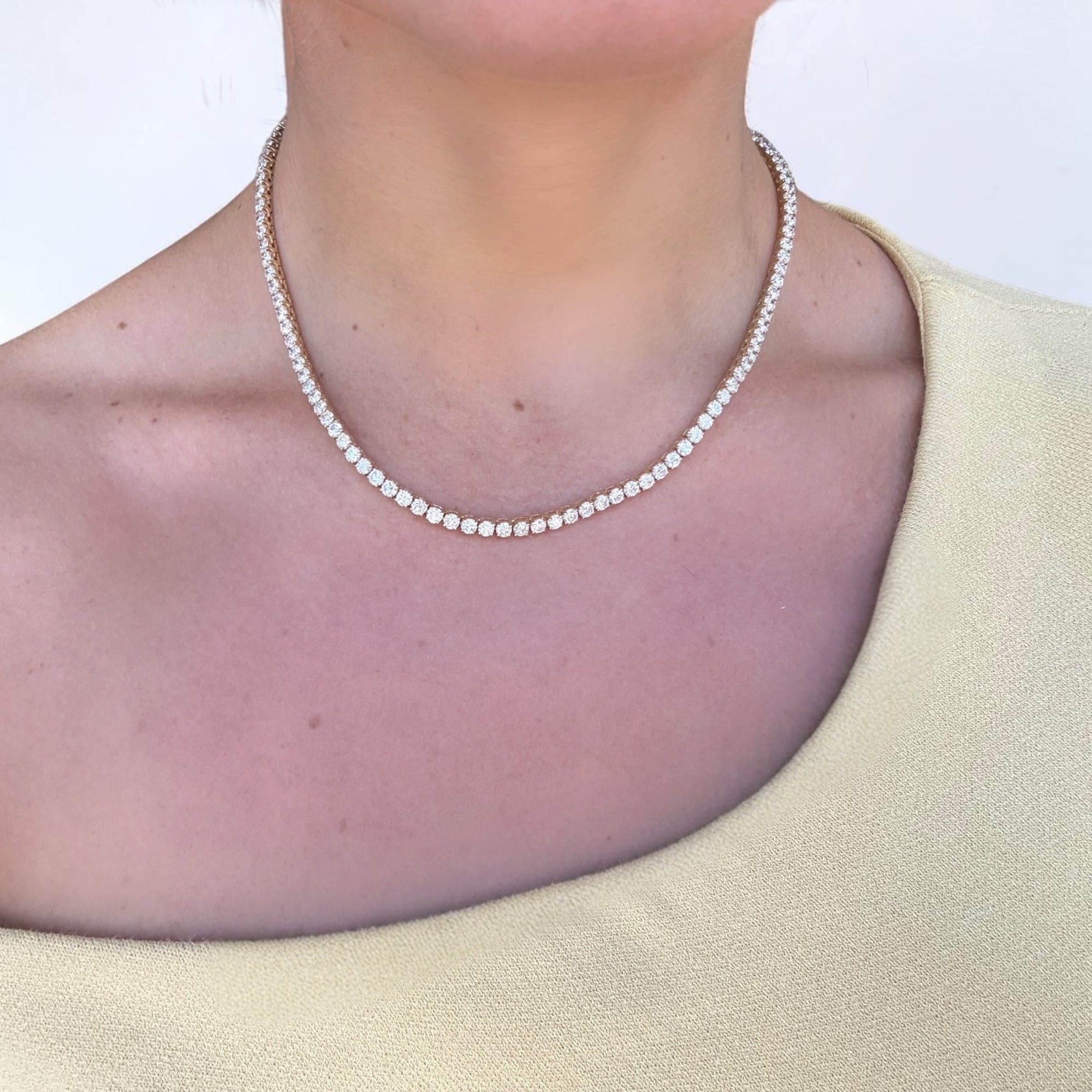 Yellow gold tennis necklace detail with lab-grown diamonds - Cherry Pick Diamonds